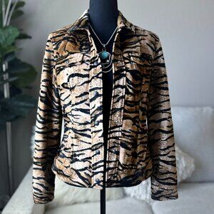 Womens Classiques Entier Vintage Tiger Animal Print Faux Fur Velvet Jacket 2